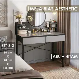 Meja Rias Aesthetic Abu + Hitam – Modern, Kokoh, dan Multifungsi