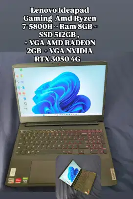 Lenovo Ideapad Gaming  Amd Ryzen 7-5800H ~ 8/512GB VGA RTX 3050 4GB