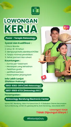 Lowongan kerja terapis pria dan wanita