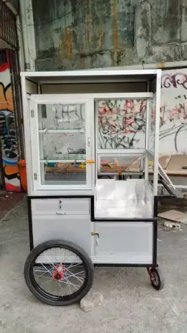 Gerobak Aluminium Kaca