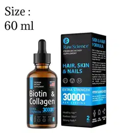 Raw Science Liquid Biotin and Collagen Drops for Hair Nails Skin