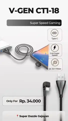 V-GEN CT1-18 USB A TO C GAMING