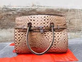 Aamour Jotham Bag Wanita Kulit PU Coklat Motif Pattern Animal Classic