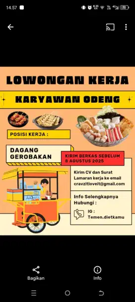 Dicari karyawan odeng