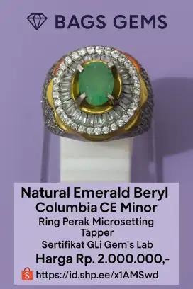 Emerald Beryl Columbia CE-Minor Ring Perak Microsetting Tapper