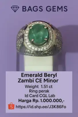 Emerald Beryl Zambia Ring Perak