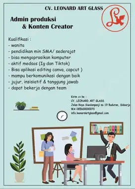 LOWONGAN PEKERJAAN ADMIN PRODUKSI DAN KONTEN KREATOR