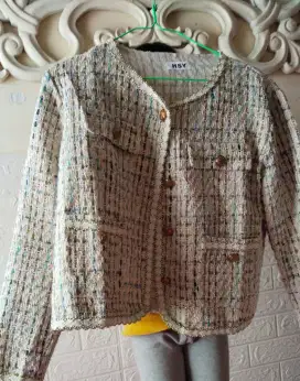 Blazer Tweed Korean style premium impor