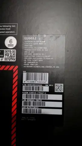 Dijual Laptop ROG Zephyrus M16 GU603ZE  lengkap garansi resmi asus