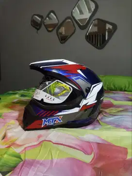 Helm Yamaha Full Face tipe YFN6 MTX Blue Racing Dakar (Non Sun Visor)