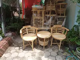 2 Kursi Telur + Meja Kayu Jati Mentahan - Teras Cantik Jogja!