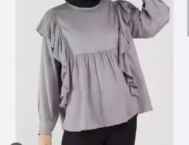 Blouse  polos warna hitam / hijau