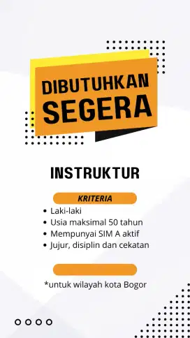 Dibutuhkan pengajar mengemudi mobil secepatnya