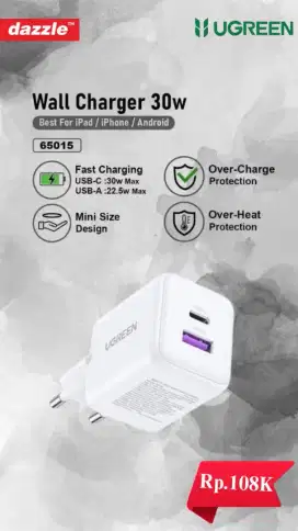 Ugreen adaptor wall charger 30wat double port USB A & USB-C