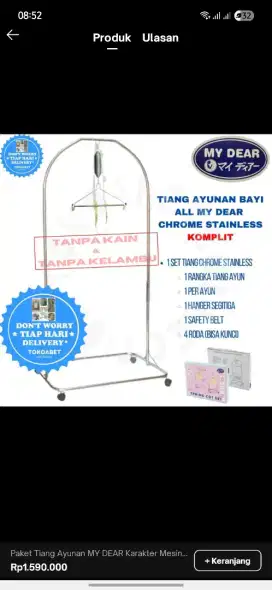 Tiang Ayunan Elektrik Portable dan Tiang MY DEAR Chrome Stainless Biru