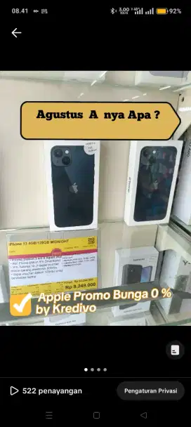 Kredit Kredivo Iphone 13 128GB Bunga 0 Tanpa Dp