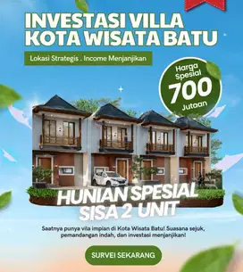 Villa 2 lantai view pegunungan dan kota batu