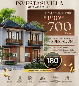 Villa siap bangun kawasan wisata dekat alun-alun kota batu