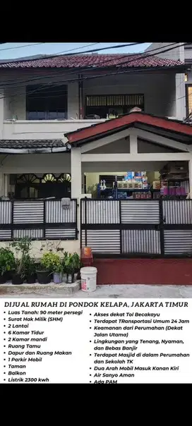 DIJUAL RUMAH di Pondok Kelapa, Jakarta Timur.