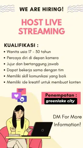 LOWONGAN LIVE, ADMIN, BUAT KONTEN