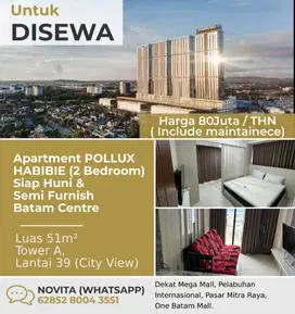 1 Unit Apartment POLLUX HABIBIE ( Type 2 Bedroom ) Semi Furnish Batam