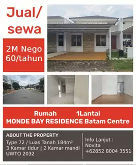 Rumah 1Lantai MONDE BAY RESIDENCE Batam Centre