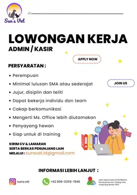 Open Recruitment Admin/Kasir Petshop