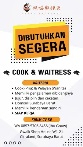 Chinese food Cook & Waitress