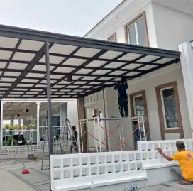 Kanopi atap alderon rangka besi holloh galpanis