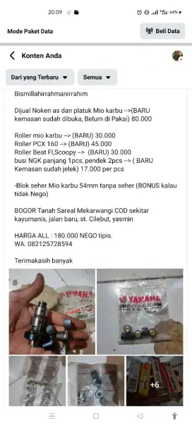 Noken as mio, pelatuk, roller Mio karbu