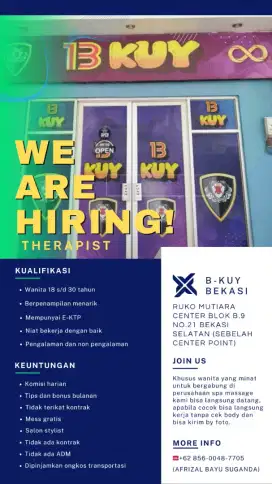 LOWONGAN KERJA THERAPISH SPA WANITA