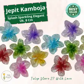 Jepit rambut kamboja 8 cm splash sparkling  Elegan berkilau anak
