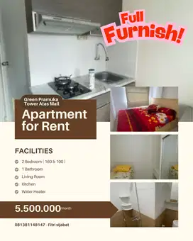 SEWA APARTEMEN GREEN PRAMUKA SQUARE GPS DIATAS MALL