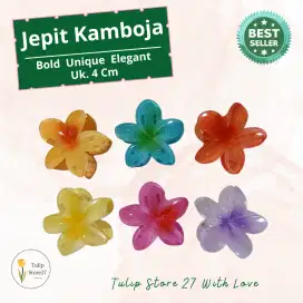 Jepit rambut kamboja 4 cm warna warni gradasi anak