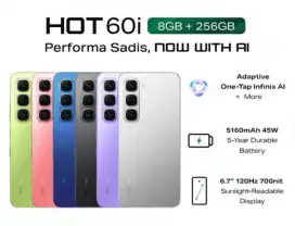 infinix hot 60i 8/256 segel box garansi resmi