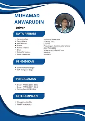 Mencari lowongan sebagai driver, pengalaman 10 thn lebih
