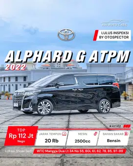 [KM 20 RB] Toyota Alphard G ATPM 2022 mdl 2021 SC Premium PS