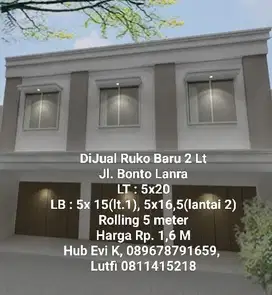 Dijual Ruko 2 lt di Jl. Bpntolanra Makassar