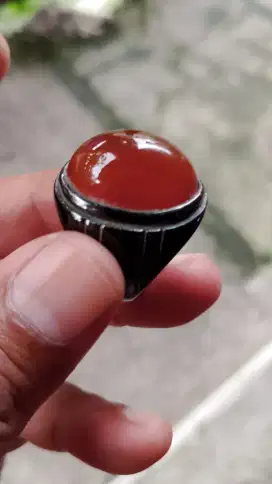 Batu cempaka merah natural asli ring titanium 7/8