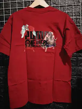 T-shirt merah puma x one piece size L to XL