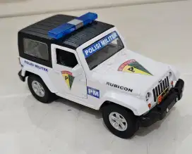 Jual miniatur diecast jeep rubicon polisi militer.