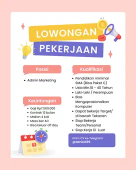 LOWONGAN KERJA ADMIN DAN MARKETING