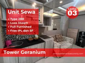 Sewa 2br furnished lantai rendah apartment Bassura City hadap kolam