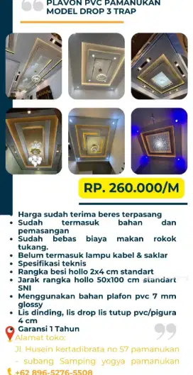 Jasa memperindah langit langit rumah dengan plafond gypsum, PVC, wpc,