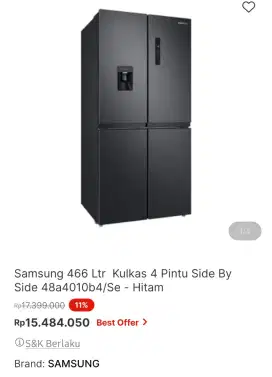 Kulkas 4 pintu with dispenser samsung