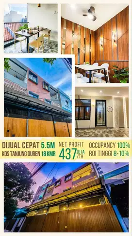 Dijual Rumah Kos Baru Full Penghuni tanjung duren jakarta barat