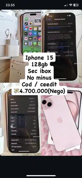 Iphone 15 pink 128gb