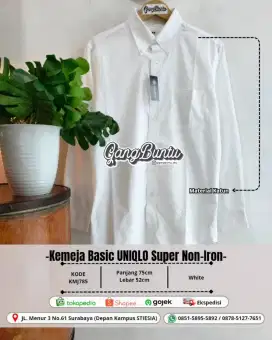 Kemeja Basic UNIQLO Super Non-Iron Slim Fit Original