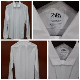 Kemeja ZARA Men Size M Perforated White Lengan Panjang ORIGINAL