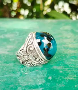 Bacan doko lawas ring perak ukir tebal premium, serat halus bgt